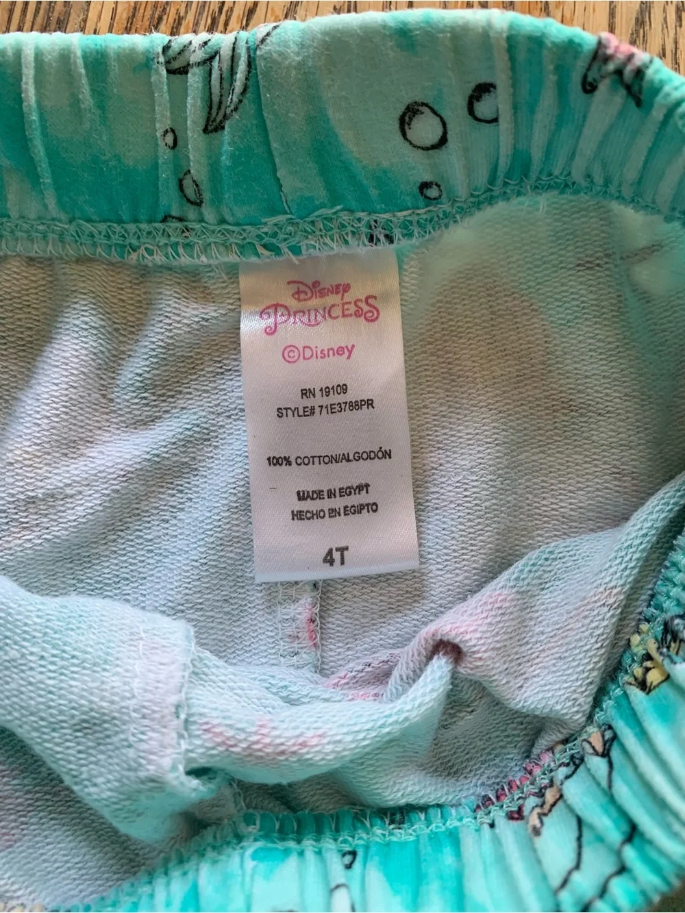 Disney Princess Cotton Little Mermaid Shorts Sebastian Flounder Tie Dye Teal